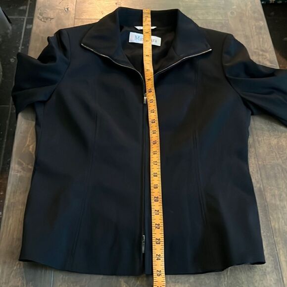 Max Mara black front zipper formal blazer jacket made Italy Sz- 8 - Picture 12 of 13